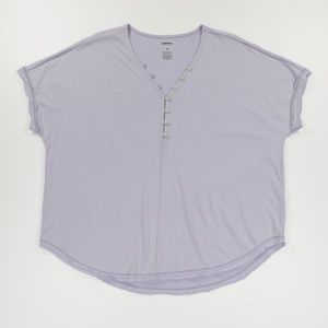Sonoma Women's Button V-Neck Cap‎ Sleeve Cut Out Top Purple Size S